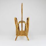 Bamboo and rattan magazine rack in the style of Franco Albini, Italy, 1970s.