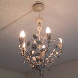 Wrought iron chandelier - Floral decor - Italy - 1950