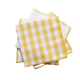 Set of 4 yellow vichy towels & white cotton gas