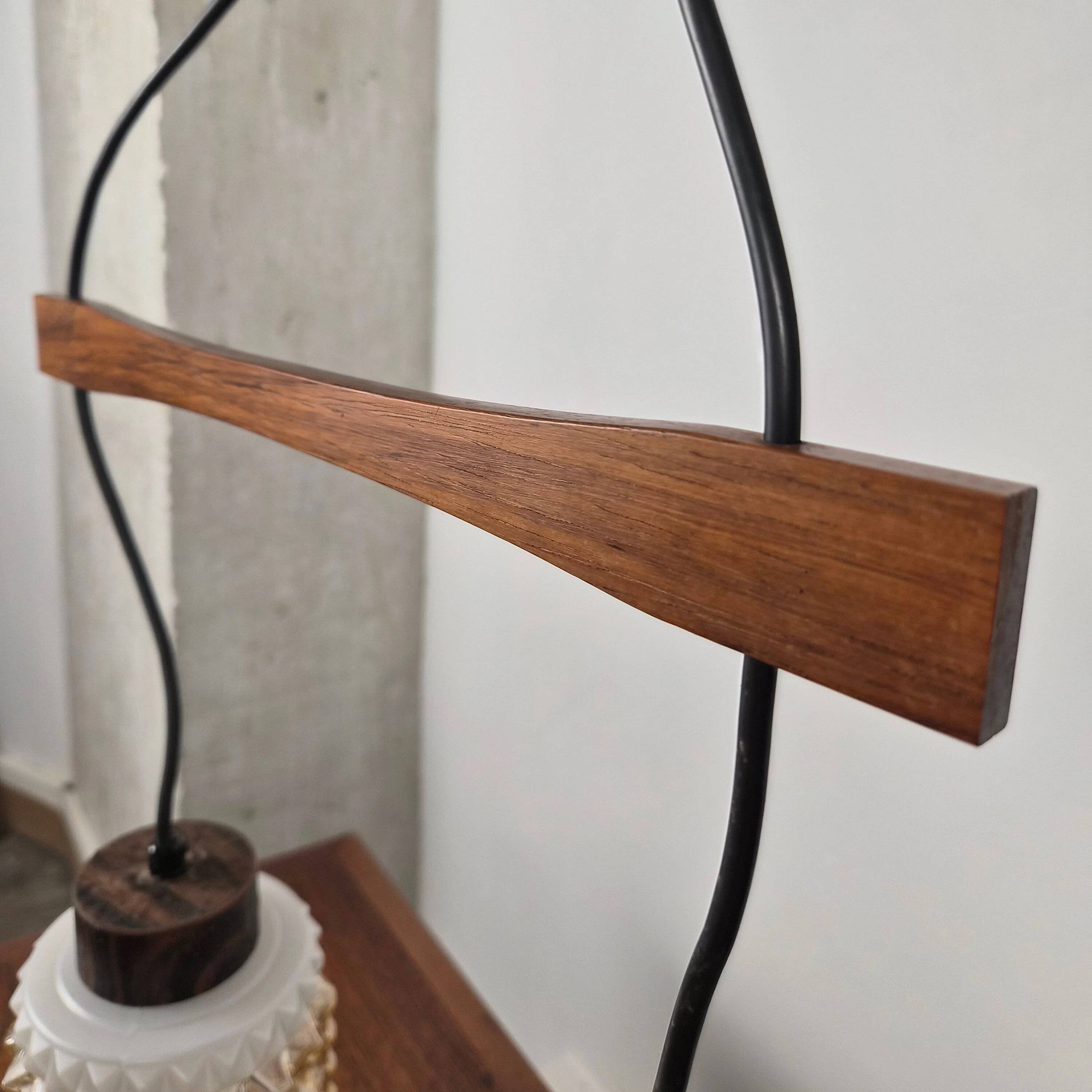 Double suspension en palissandre et verre, Danemark, 1960