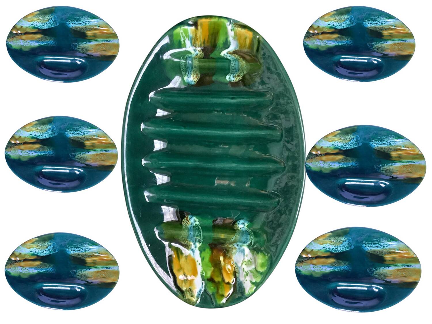 Asparagus set signed Betettabarnoin Vallauris, 60s-70s