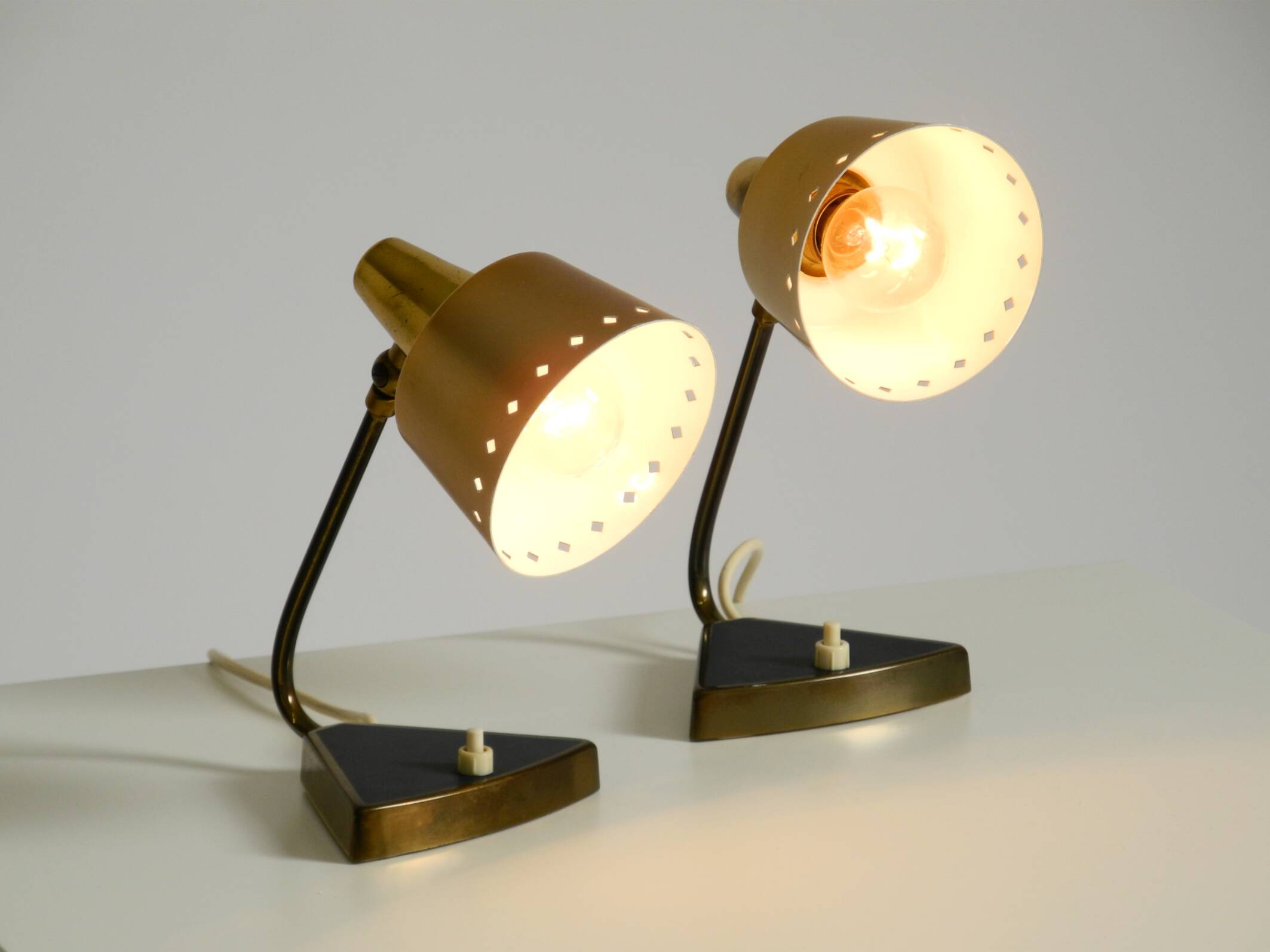 Two beautiful rare Mid Century Modern brass table lamps
