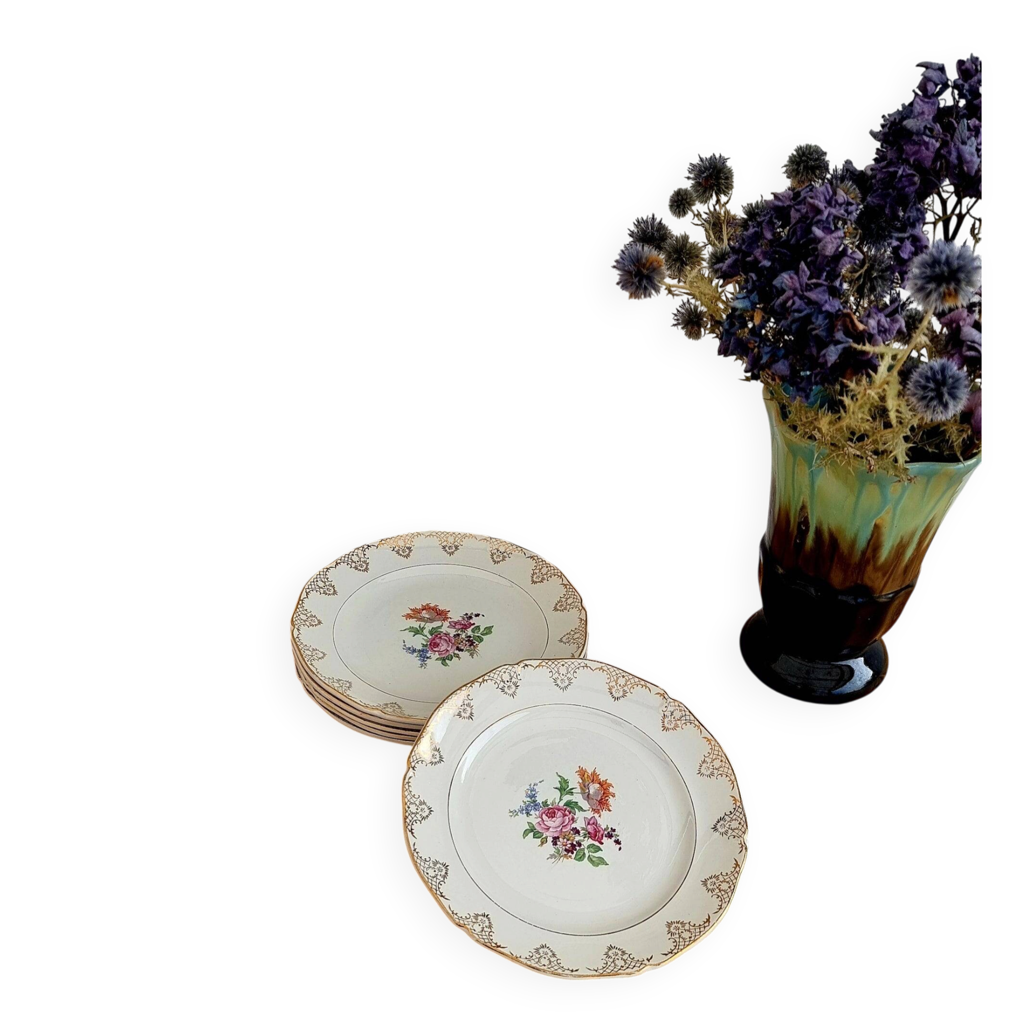 Set of 6 flat plates Saint Amand Céranord model Eve