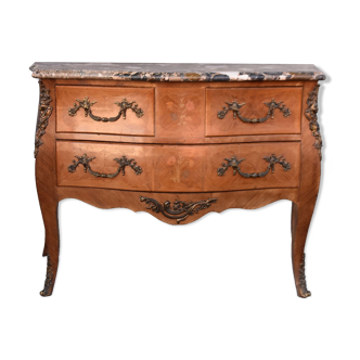 Commode sauteuse Louis XV bois de rose