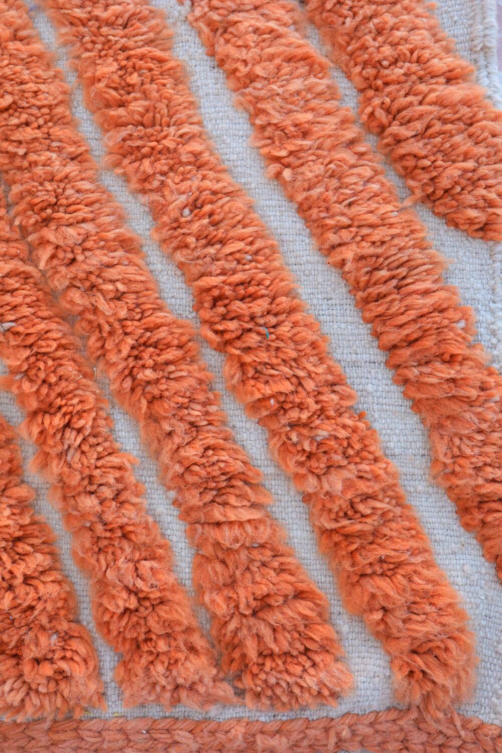 Modern peach orange blessed ouarain Berber rug