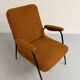 Vintage orange boucle armchair, French design from the 1950s.