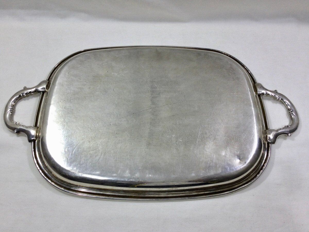 Silver metal handle tray