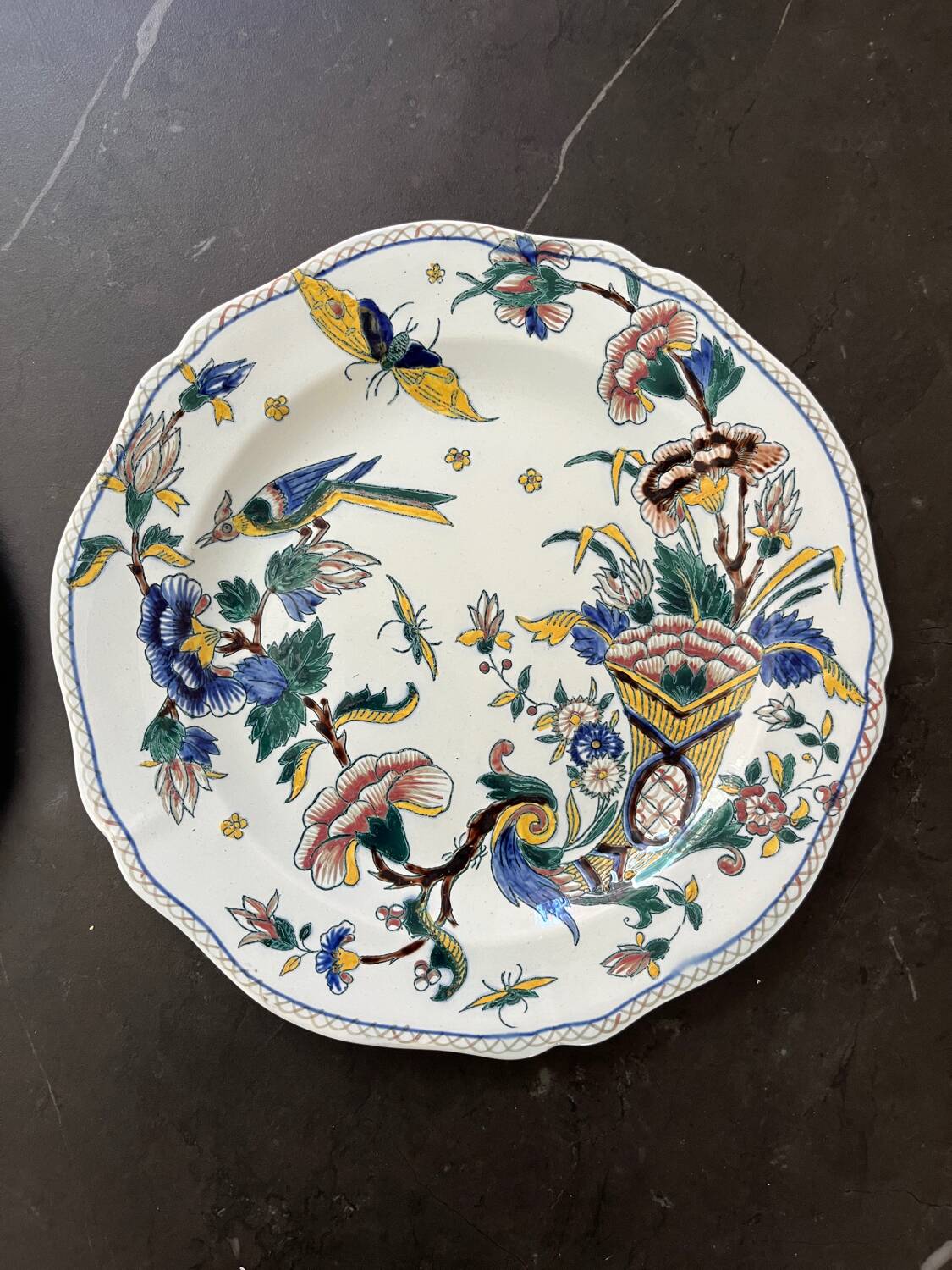 Set of 2 old decorative plates Gien cornucopia decor