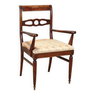 Antique beech armchair stained mahogany, Italy, 20th century