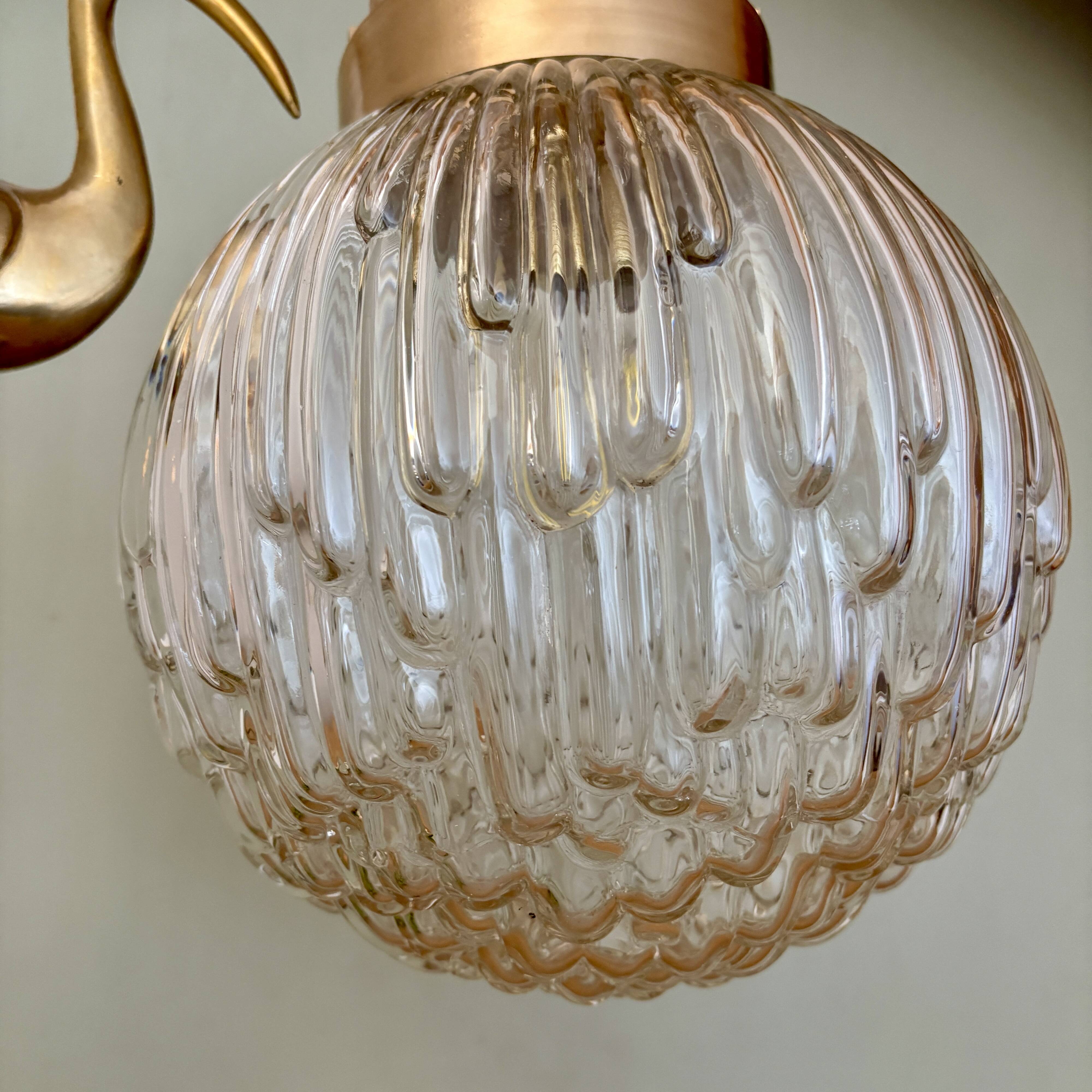Vintage XL globe pendant light in molded glass