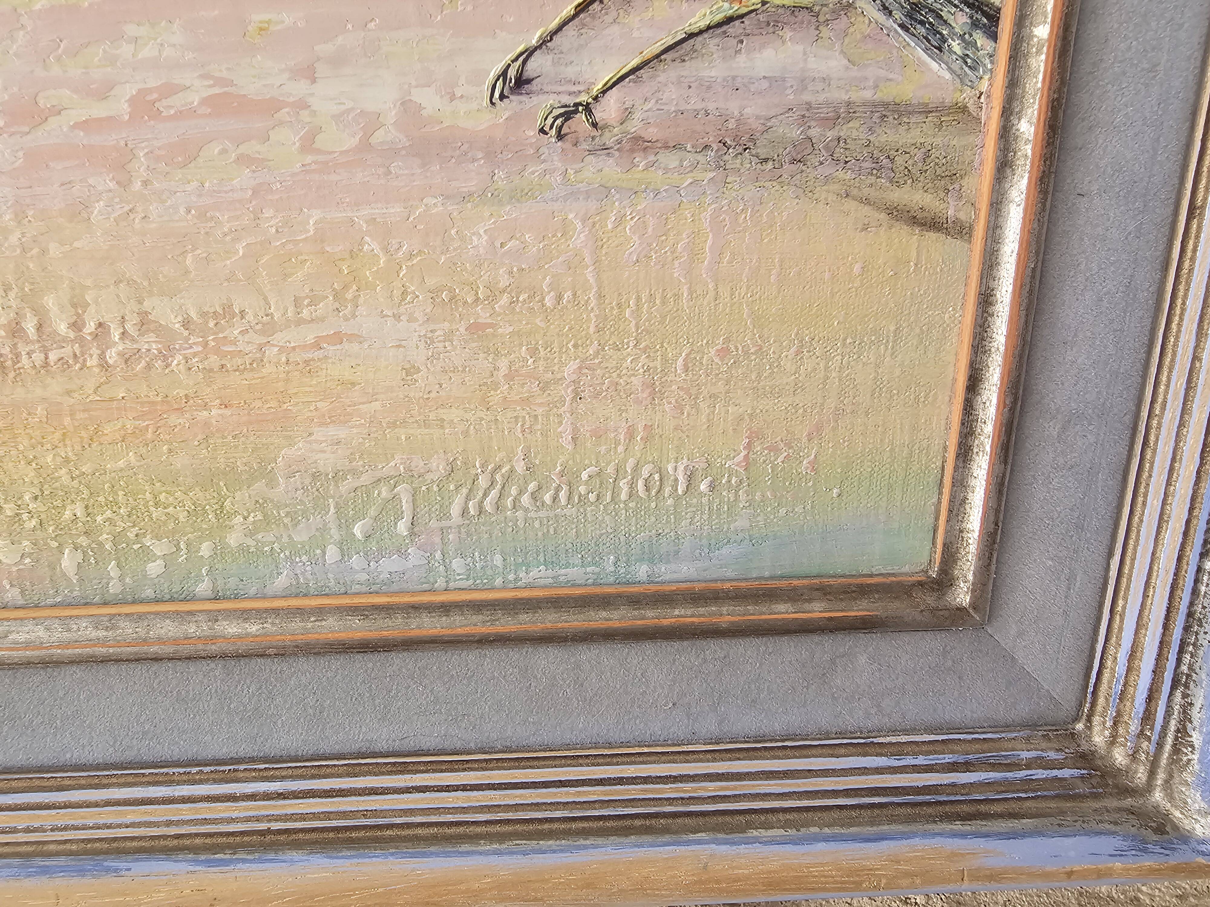 Tableau Huile sur Toile Onirique Profil féminin, fleurs, Oiseaux Michallon