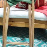 Folding wooden and canvas stool