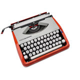 Typewriter hermes baby orange coral and blue cursive revised ribbon new