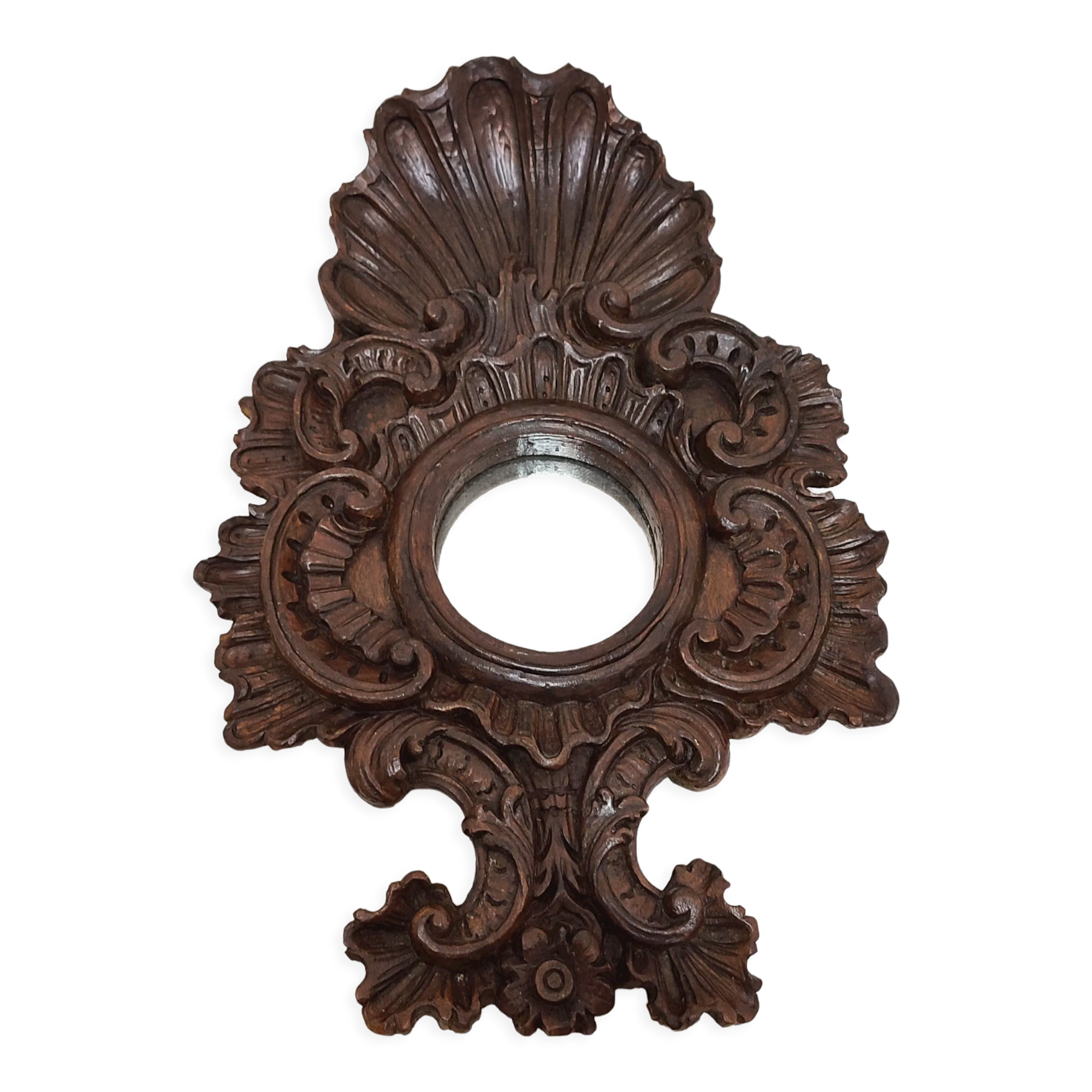 Miroir en bois sculpté Espagne années 1940 44x65cm