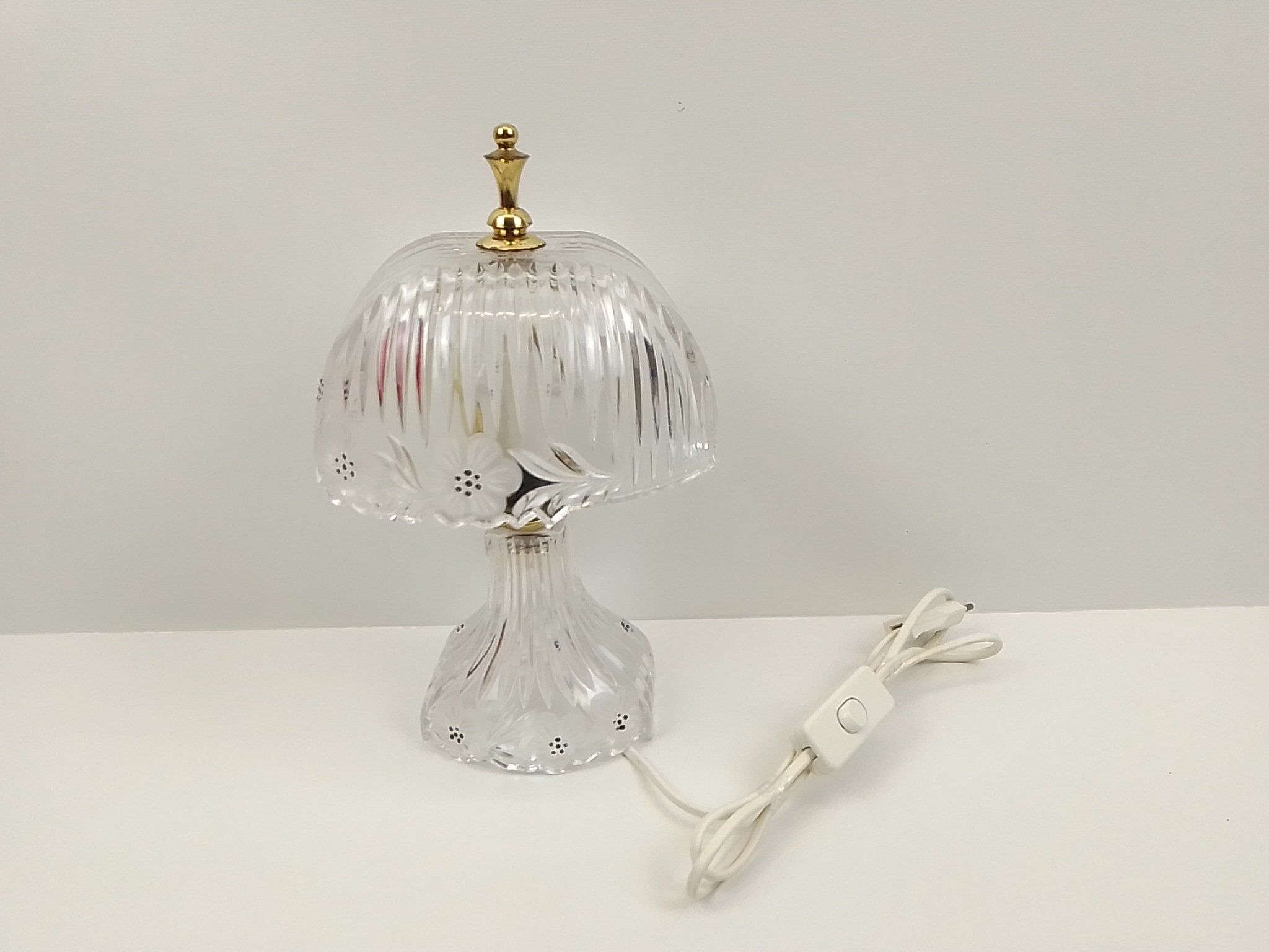 Table lamp in transparent crystal decoration flowers 28 cm