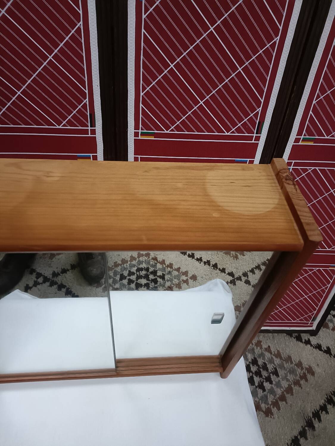 Small wall-mounted bathroom cabinet with vintage mirror doors