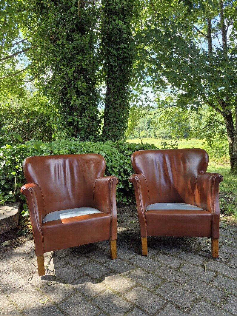 Chaises longues en cuir, design danois. Style urbain moderne.