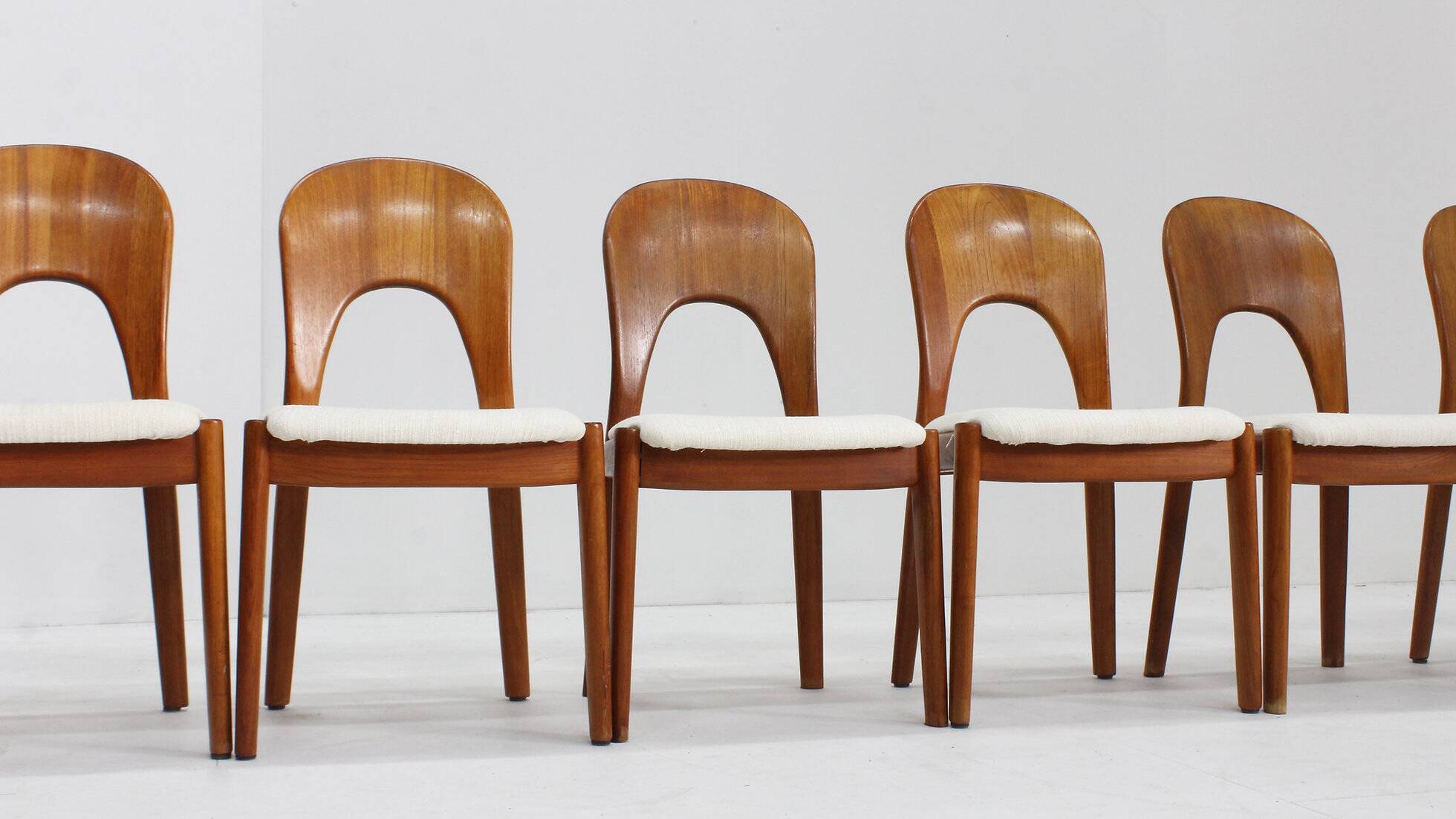 Vintage Danish dining chairs by Niels Koefoed solid teak, set of 10