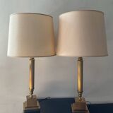 Pair of Empire style brass lamps