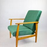 Green Velvet Lounge Chair, 1970s