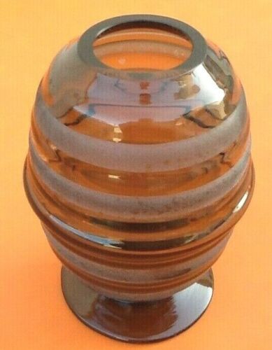 Vase design bobine style art déco verre teinté poli dépoli