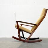 Mid-century Danish rocking chair set with footrest by Poul Volther for Frem Røjle, 1960s.