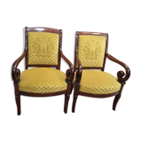 Paire de fauteuils en acajou à crosse XIX°
