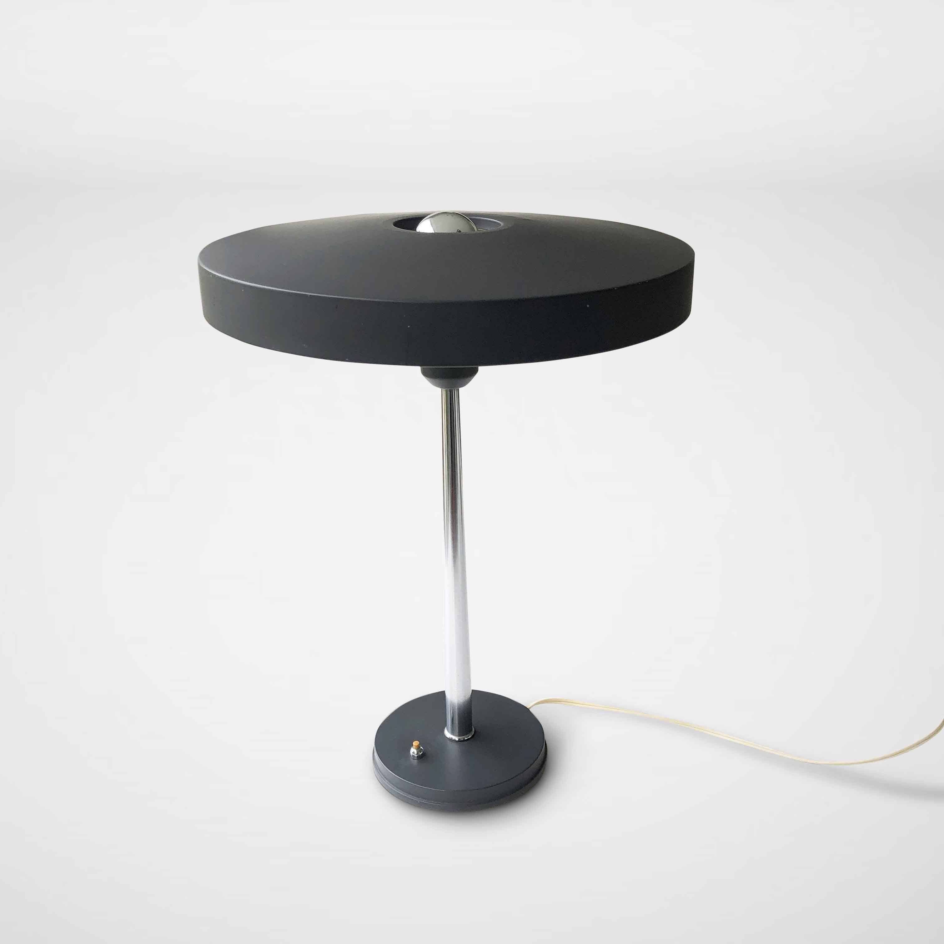 Rare Grey and Silver 'Timor 69' or 'Major' Desk Lamp by Louis Kalff for Philips, Netherlands, 1960s