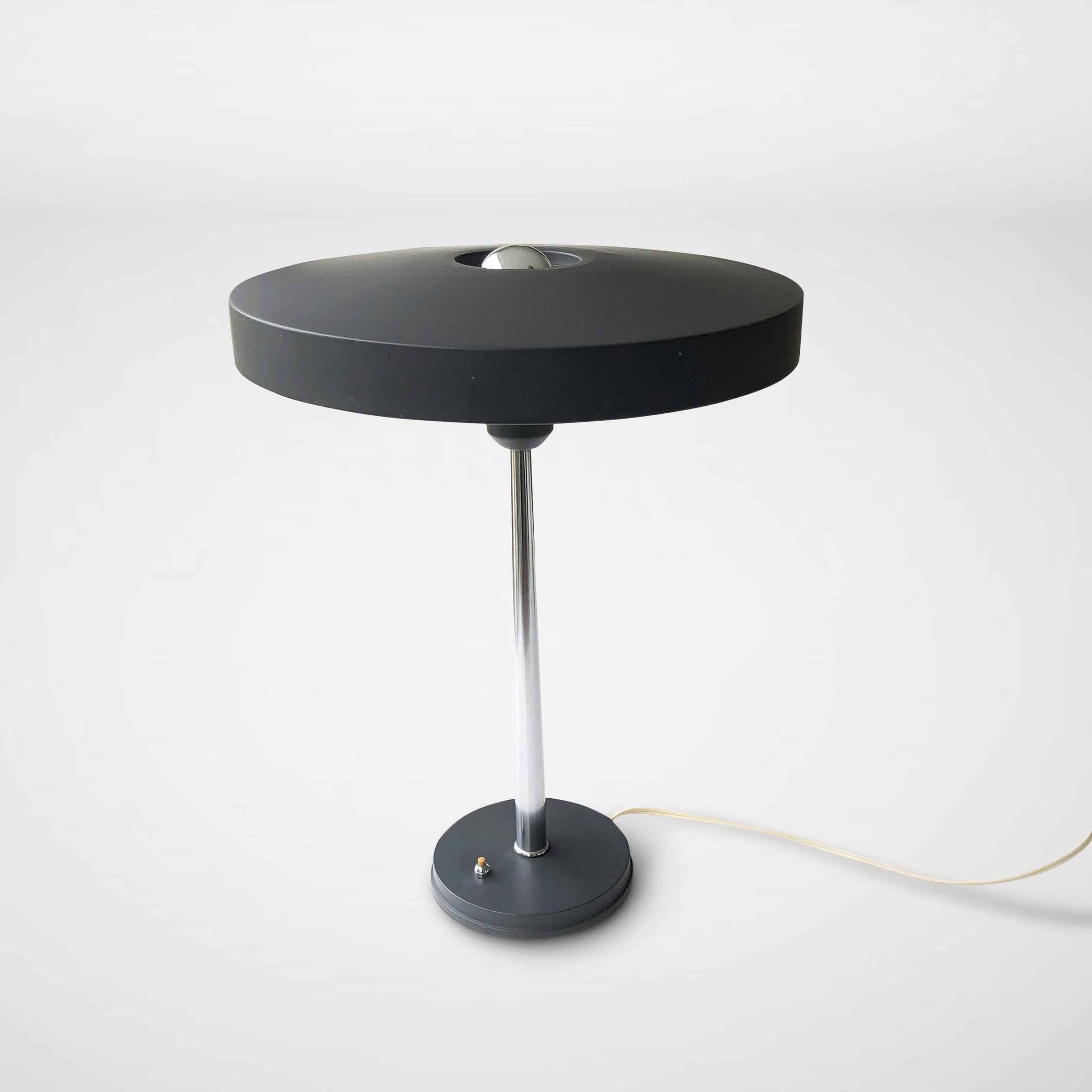 Rare Grey and Silver 'Timor 69' or 'Major' Desk Lamp by Louis Kalff for Philips, Netherlands, 1960s