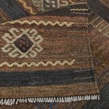 6x9 Brown Grenn Handmade Persian Kilim Rug, 187x286Cm