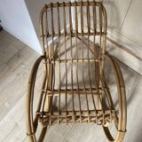 Vintage Rattan Rocking Chair for Children - 1960s