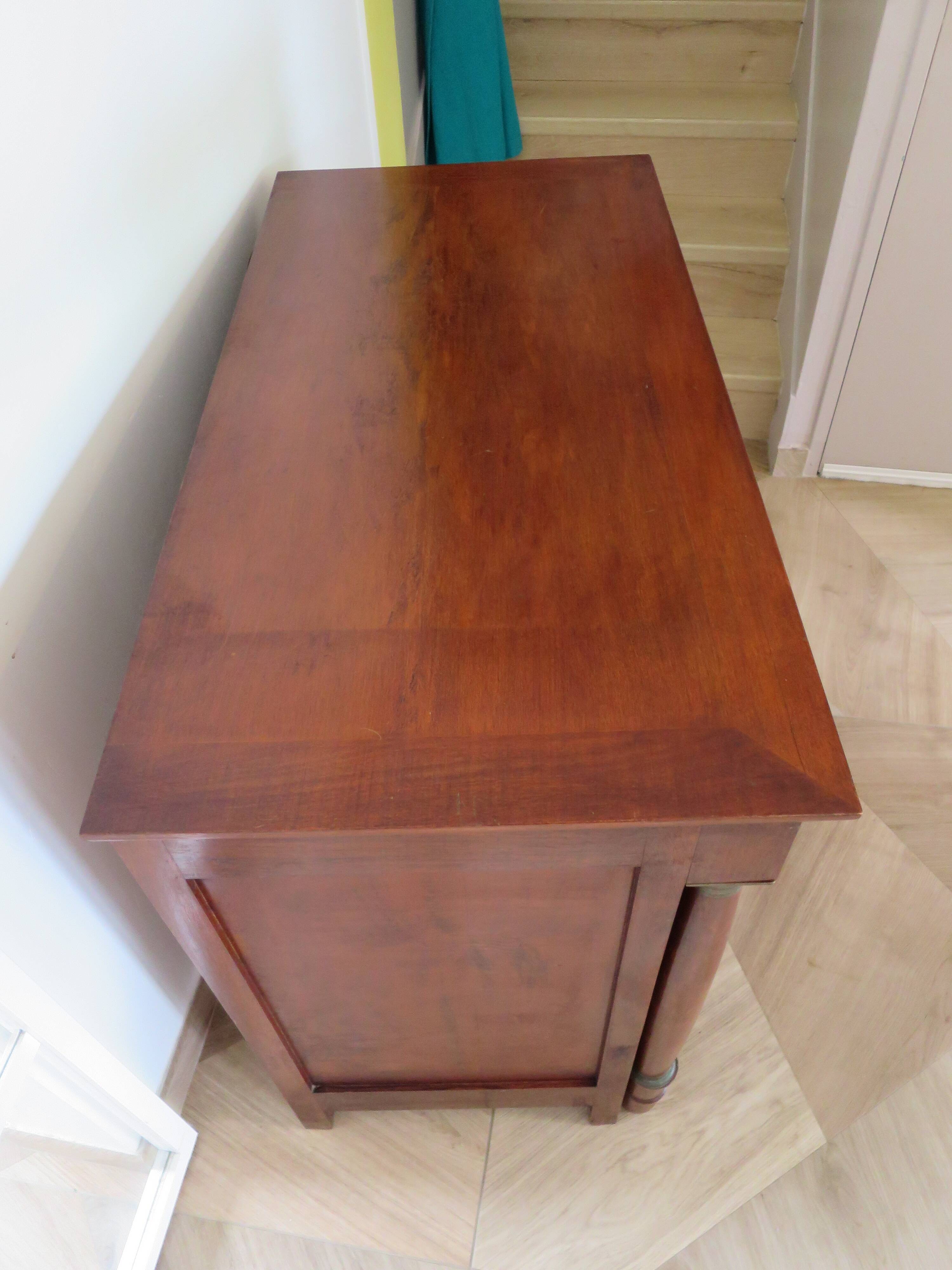 4-drawer chest of drawers - empire style - with detached columns - mahogany-bronze stain