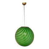 Green Swirling Sphere Pendant in Glass Italian Art