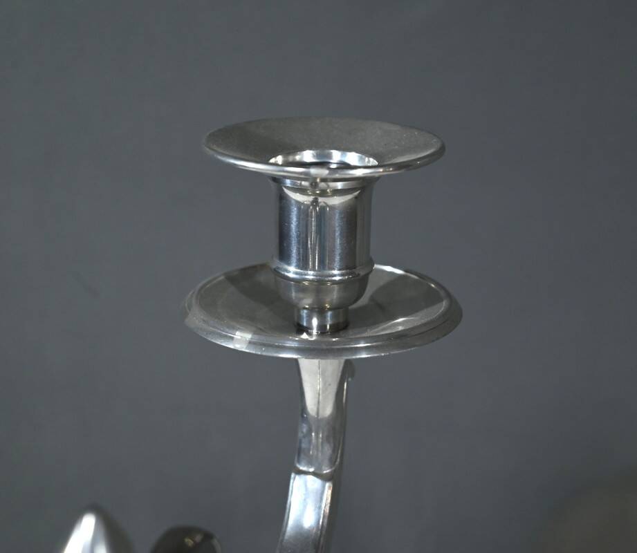 Pair of “Le Lingot” Candelabra in Pewter – Mid 20th Century