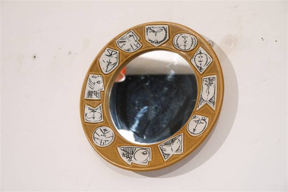 Ceramic mirror by Lisa Larsson for Gustavsberg 1960