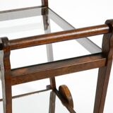 Beautiful, unique 1930s tea trolley bar cart made of solid oak wood