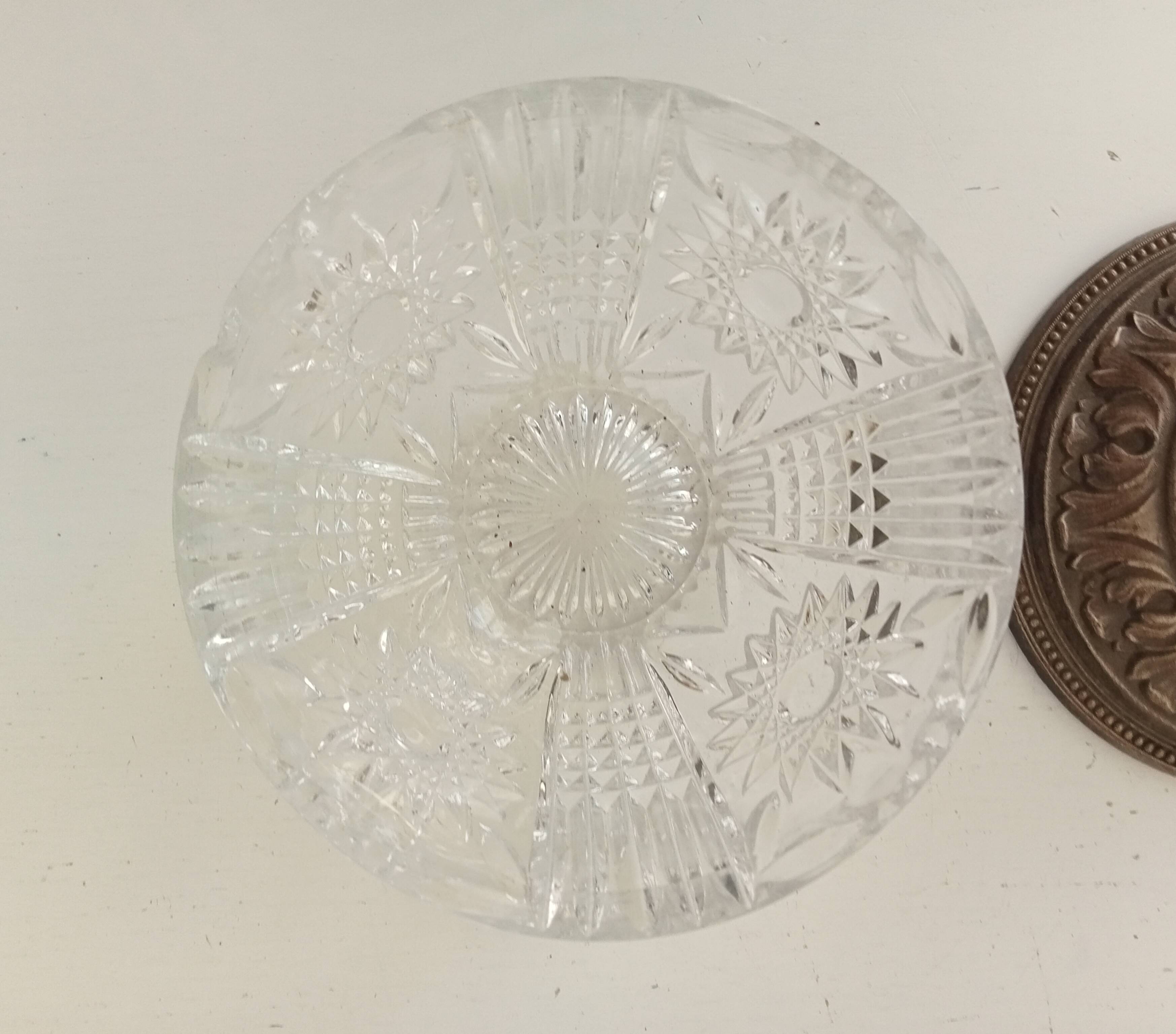 Vintage chiseled glass and tin candy box