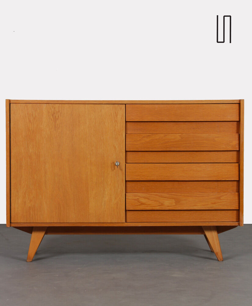 Vintage oak storage by Jiri Jiroutek, model U-458, 1960