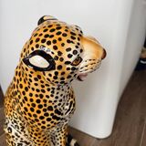 Leopard, Italian sculpture in glazed ceramic.