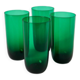 Lot de 4 verres à eau en verre vert, Design, 1970