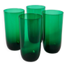 Set of 4 green glass water glasses, Design, 1970