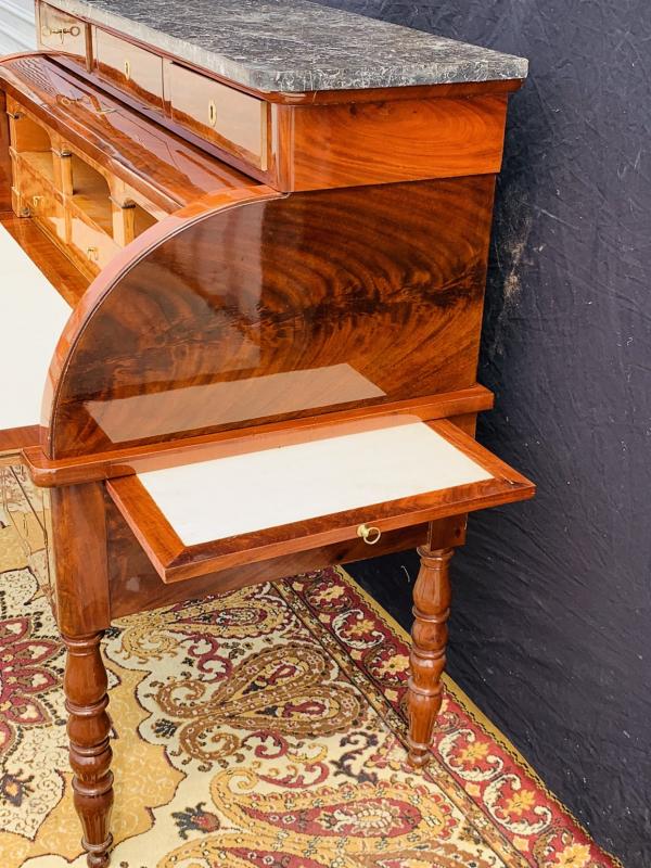 Vintage flamed mahogany cylinder desk