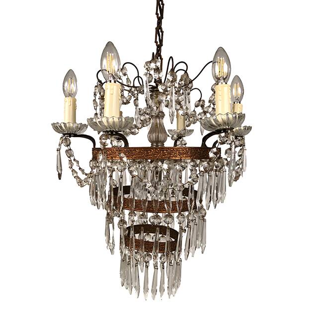 Chandelier with crystal pendants with seven lights, Louis XVI style