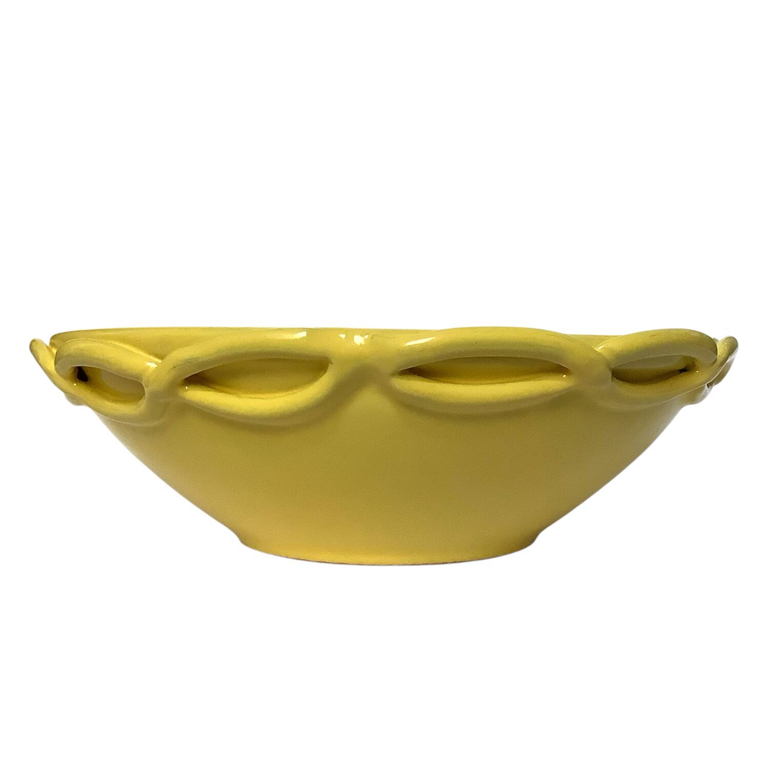 Vintage yellow ceramic salad bowl