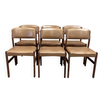 Suite de 6 chaises design scandinave palissandre.