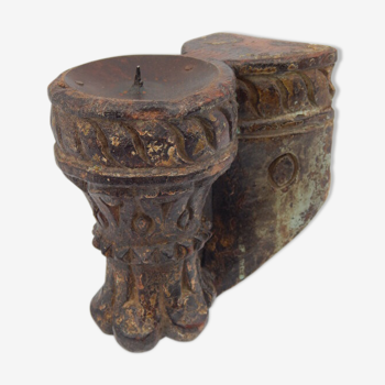 Candlestick recycled wall teak piece architecture India