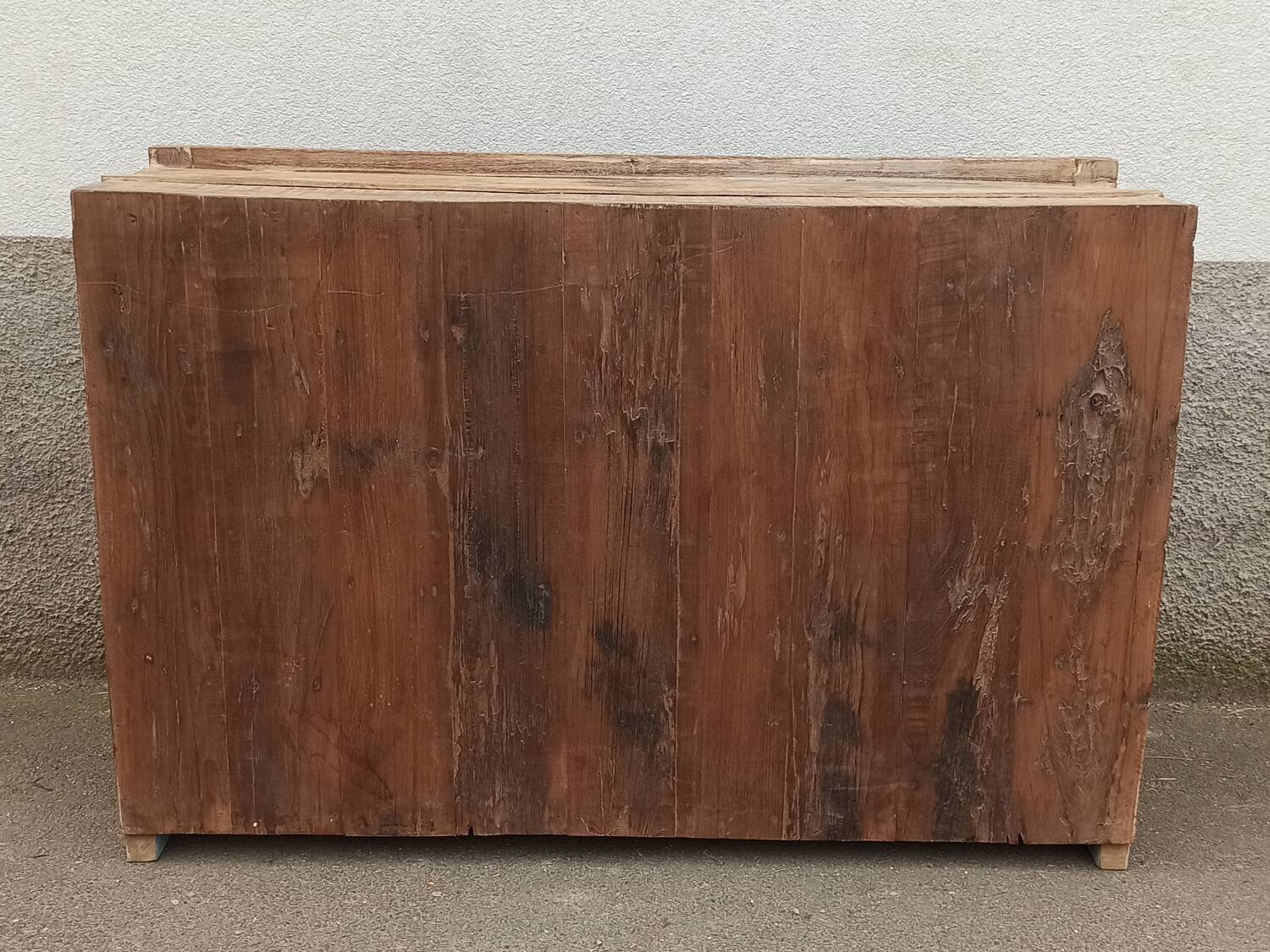 Glass sideboard in antique wood