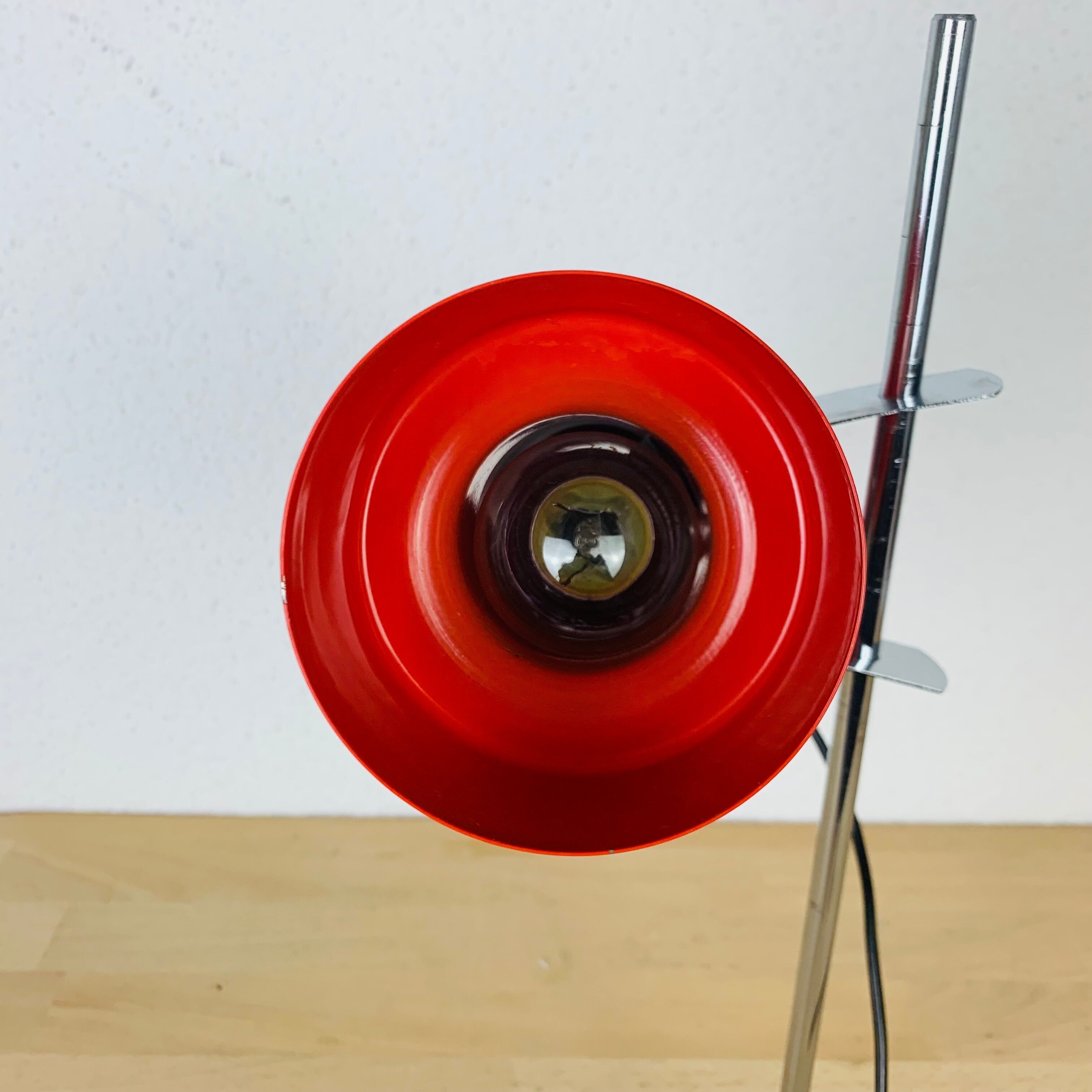 Spot desk lamp red chrome rod 70s