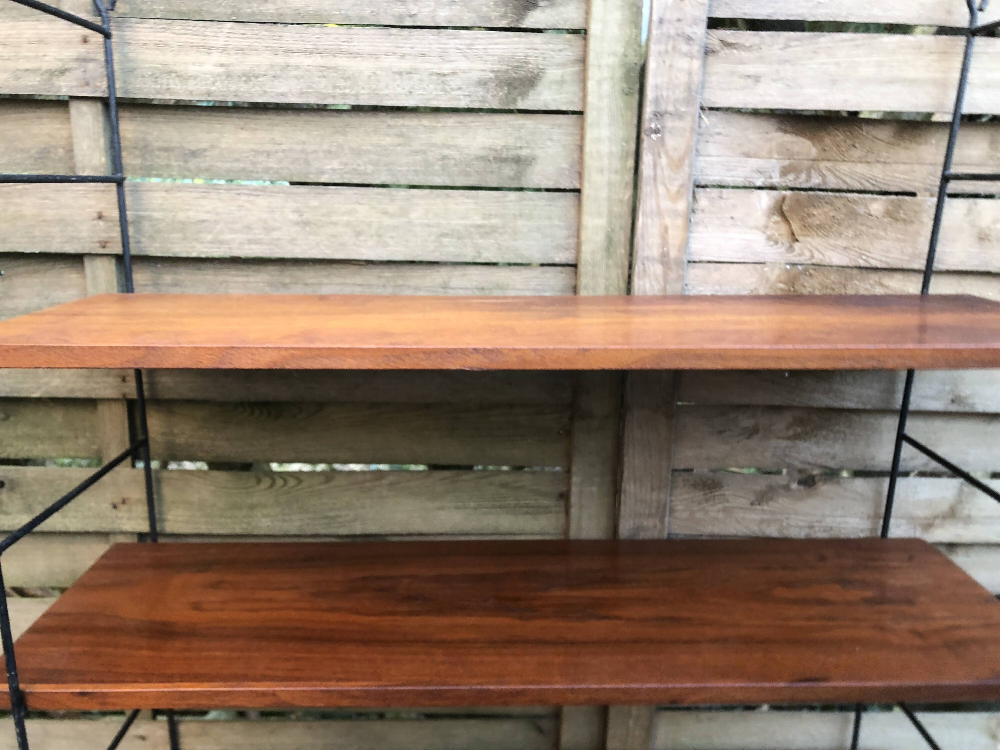 String shelf wood and metal 60s Sweden