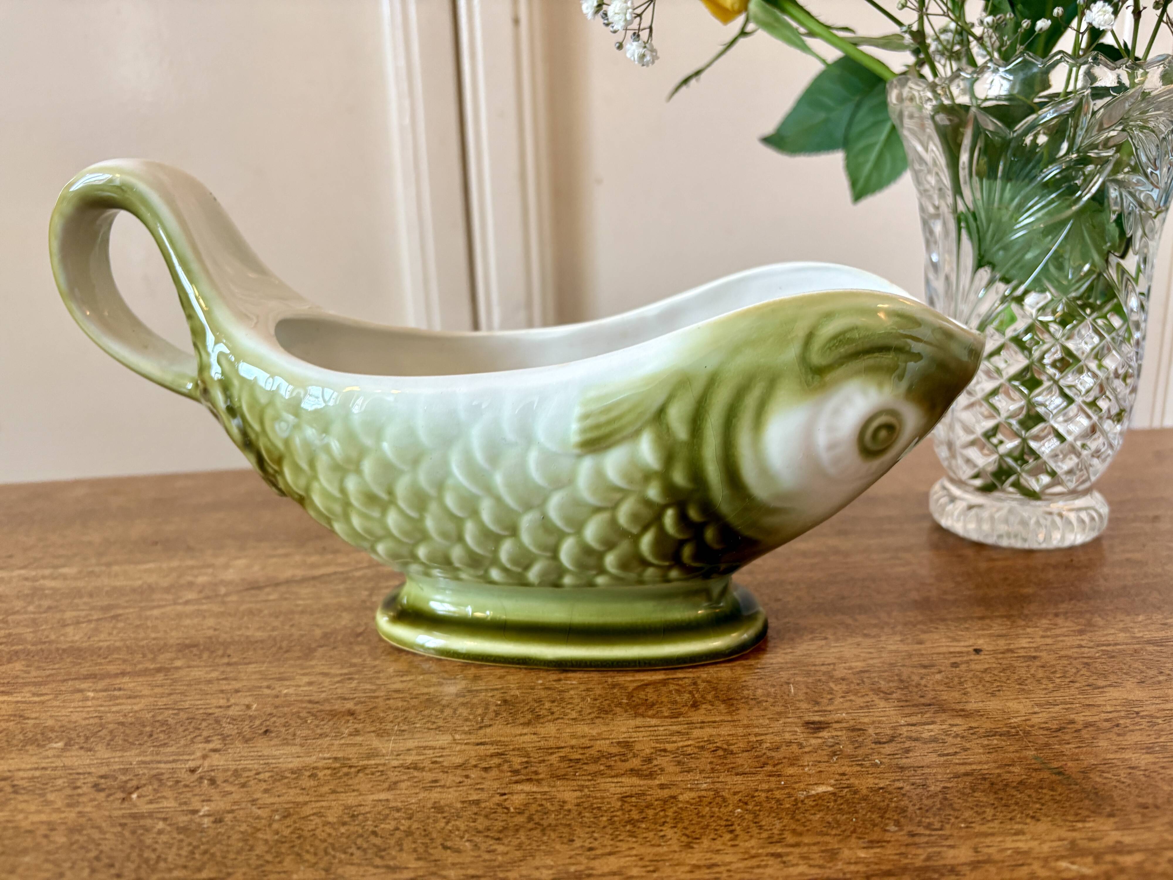 Vintage fish-shaped sauce boat Moulin des Loups